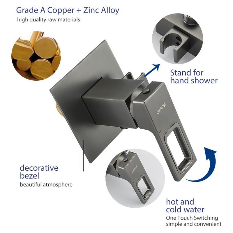 Смеситель скрытого монтажа для гигиенического душа Gappo G7217-9, оружейная сталь — изображение 5