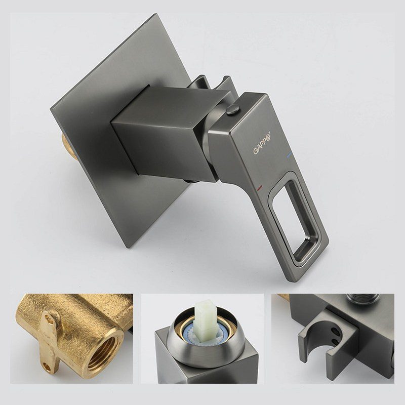 Смеситель скрытого монтажа для гигиенического душа Gappo G7217-9, оружейная сталь — изображение 6