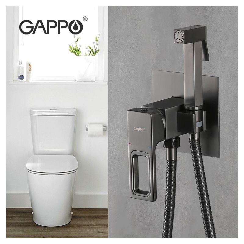 Смеситель скрытого монтажа для гигиенического душа Gappo G7217-9, оружейная сталь — изображение 3