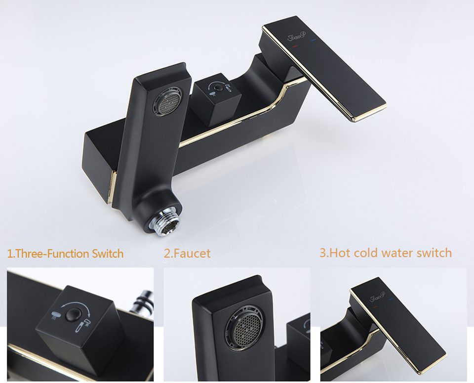 Душевая система Faop A2406-6, чёрный/золото — изображение 6