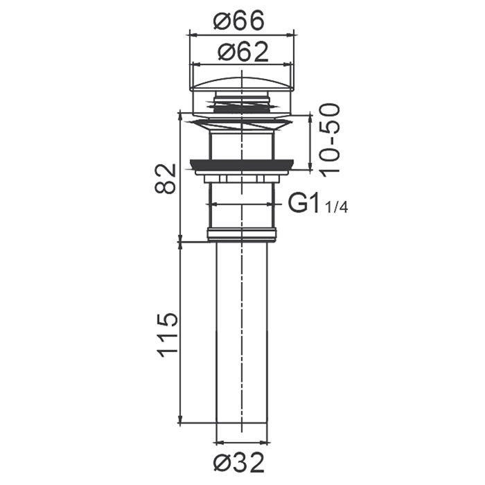 Донный клапан для умывальника Frap F65, без перелива — изображение 2