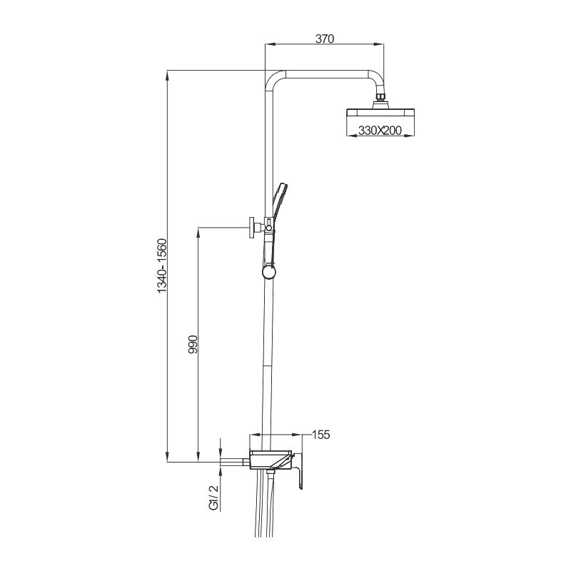 Душевая система Gappo G2496-19, оружейная сталь — изображение 2