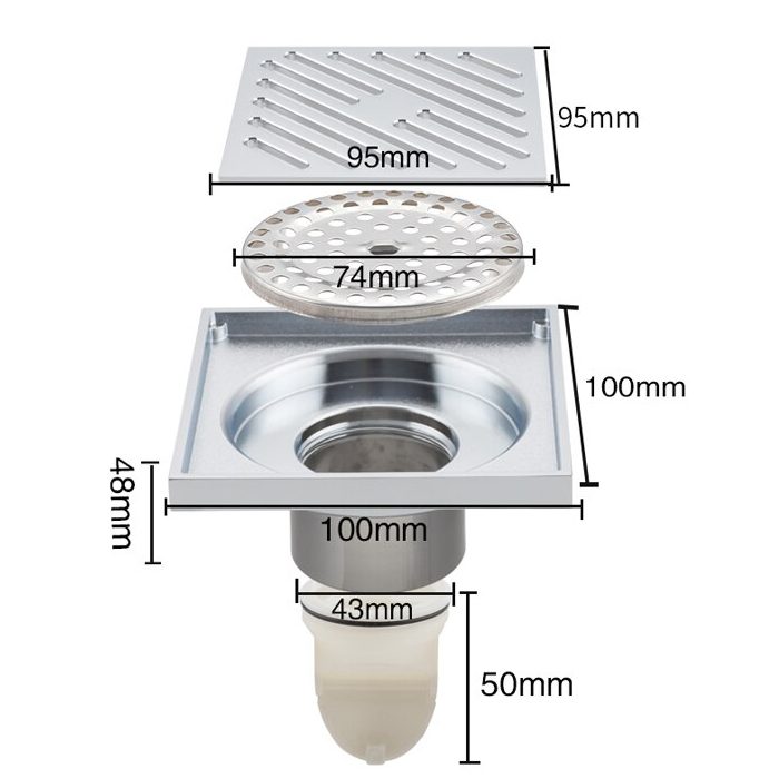 Трап для душа Gappo G81050 точечный, сухой затвор, 10x10 см — изображение 4