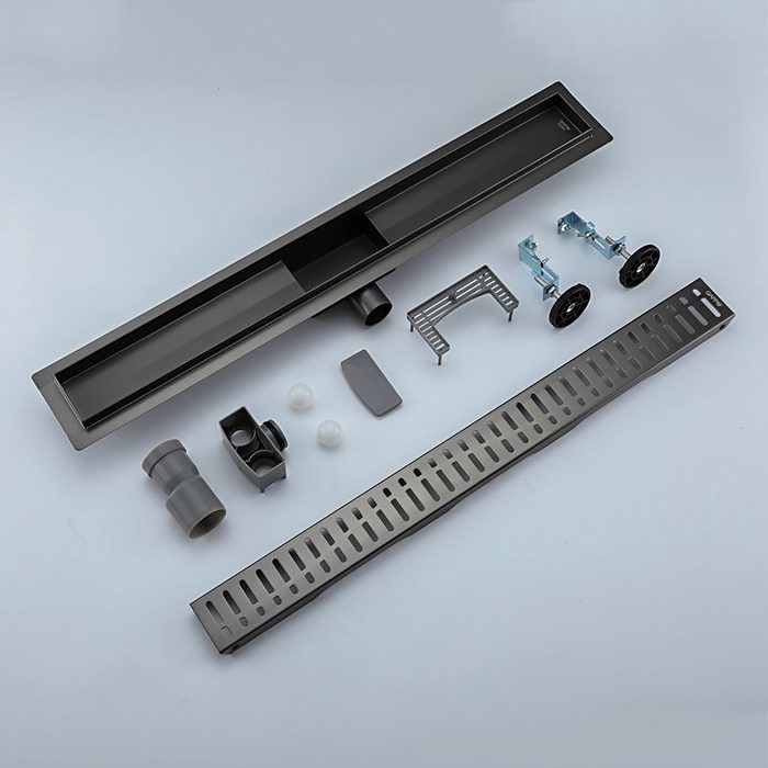 Трап для душа Gappo G88007-39 линейный, "решётка", 84 см, оружейная сталь — изображение 5