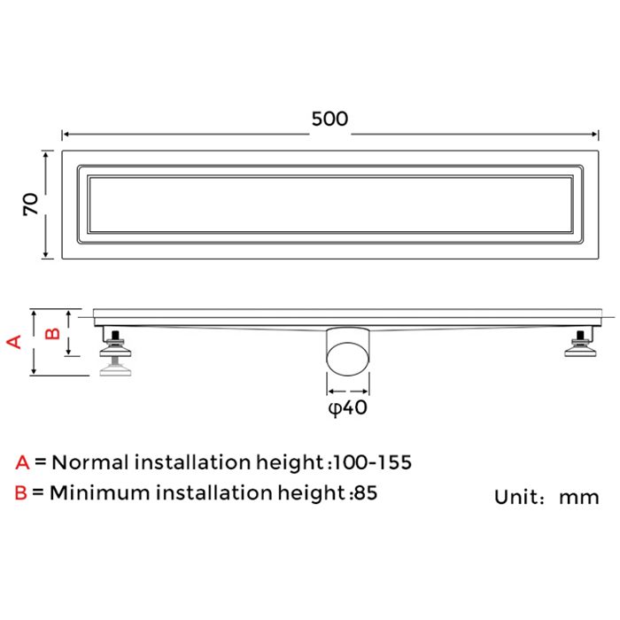 Трап для душа Gappo G85007-4 линейный, "под плитку", 50 см — изображение 2