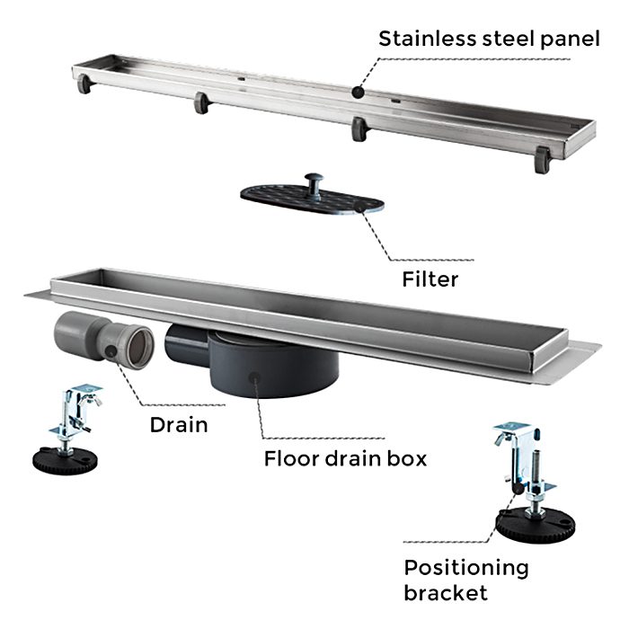 Трап для душа Gappo G87007-4 линейный, "под плитку", 69,5 см — изображение 6