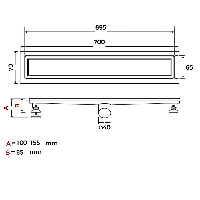 Трап для душа Gappo G87007-4 линейный, "под плитку", 69,5 см — изображение 2