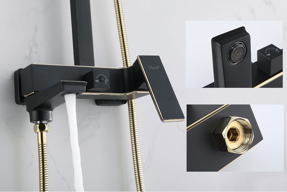 Душевая система Faop A2406-6, чёрный/золото — изображение 5