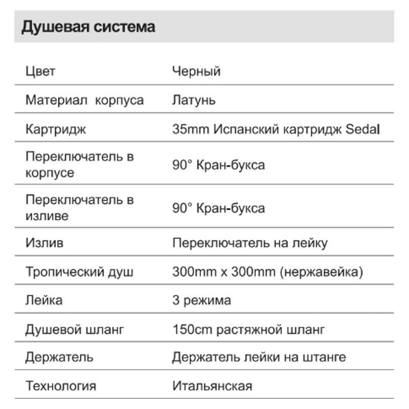 Душевая система Faop A2409-6, чёрный — изображение 3