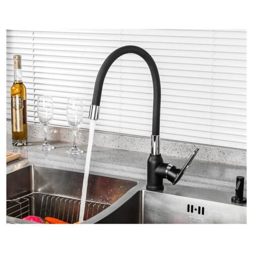 Смеситель для кухни с гибким изливом Frap F4049-6, чёрный