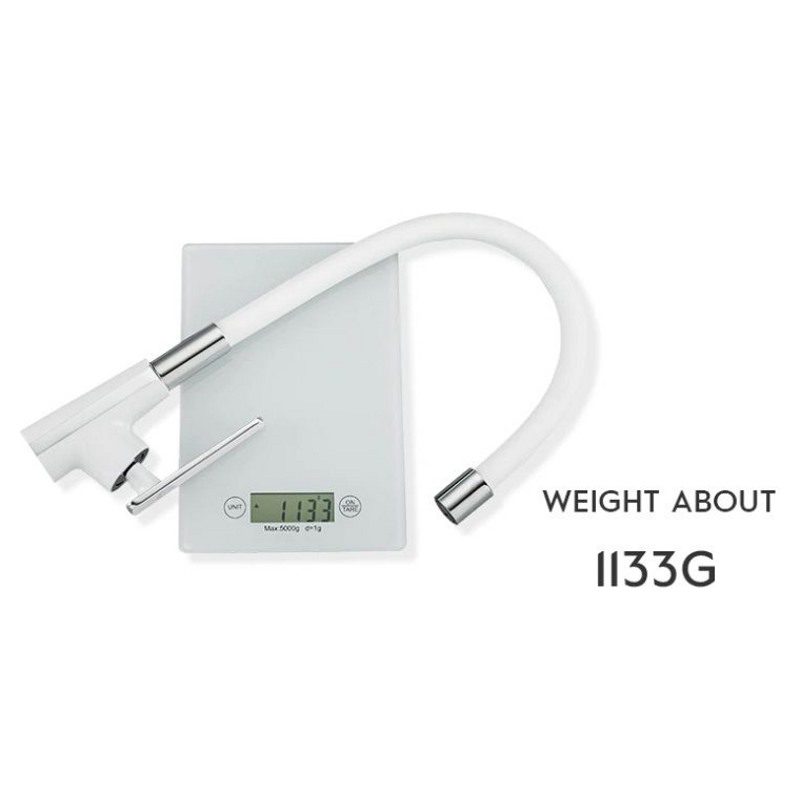 Смеситель для кухни с гибким изливом Frap F4458, белый/хром — изображение 8