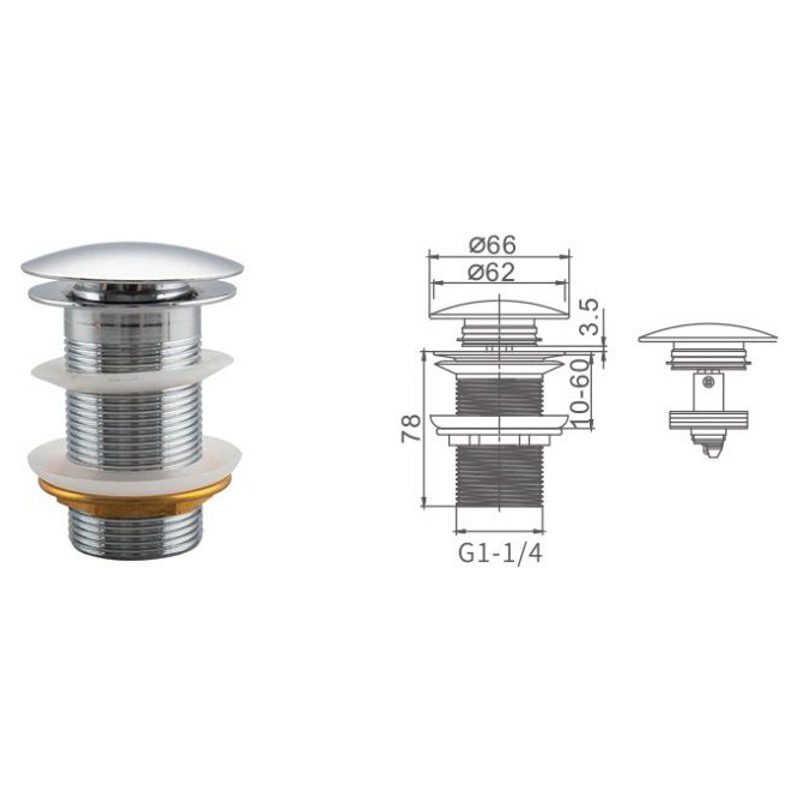 Донный клапан для умывальника Frap F65-3, без перелива — изображение 3