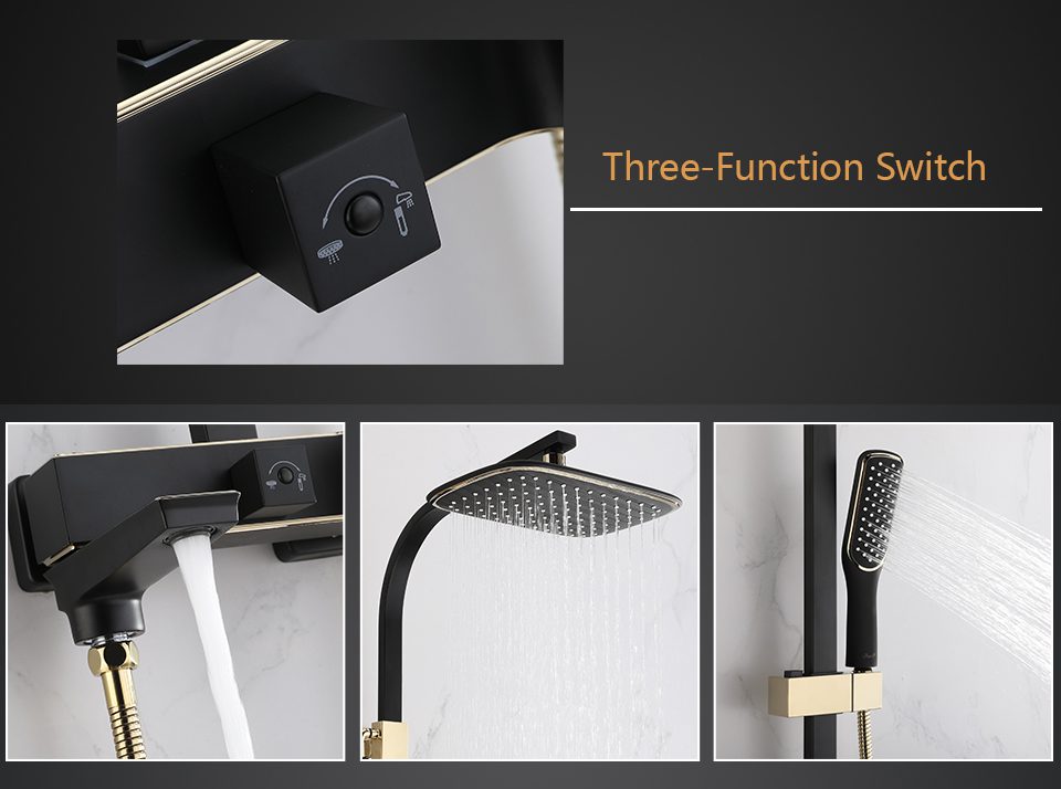 Душевая система Faop A2406-6, чёрный/золото — изображение 10