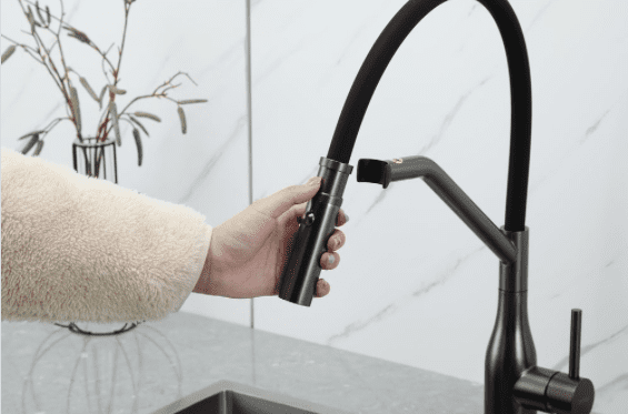 Смеситель для кухни с гибким изливом Gappo G4098-19, оружейная сталь — изображение 6