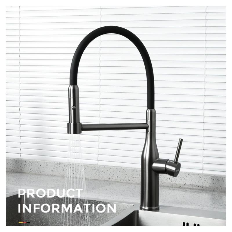 Смеситель для кухни с гибким изливом Gappo G4398-51, оружейная сталь — изображение 3