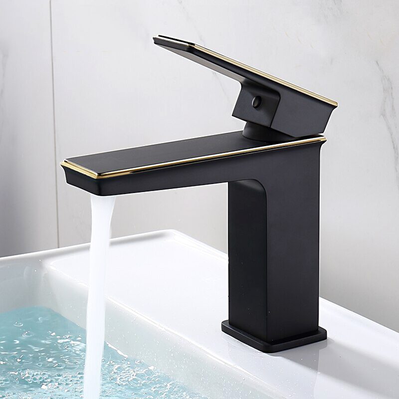 Смеситель для умывальника Faop A1006-6, чёрный/золото — изображение 11