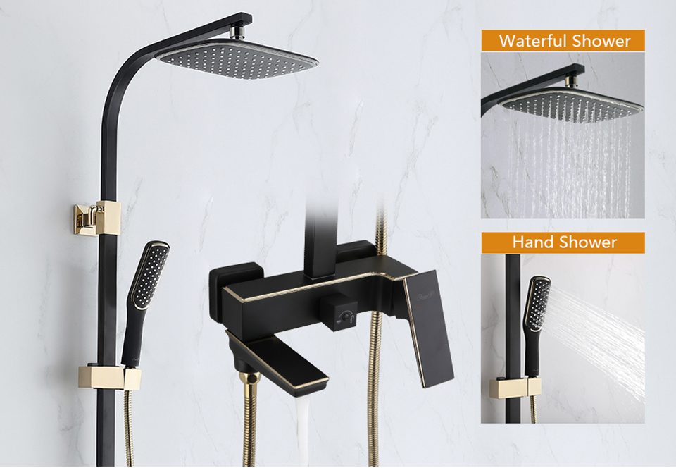 Душевая система Faop A2406-6, чёрный/золото — изображение 4