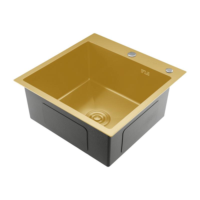 Кухонная мойка с коландером Gappo GS5050-3, золотой сатин — изображение 7