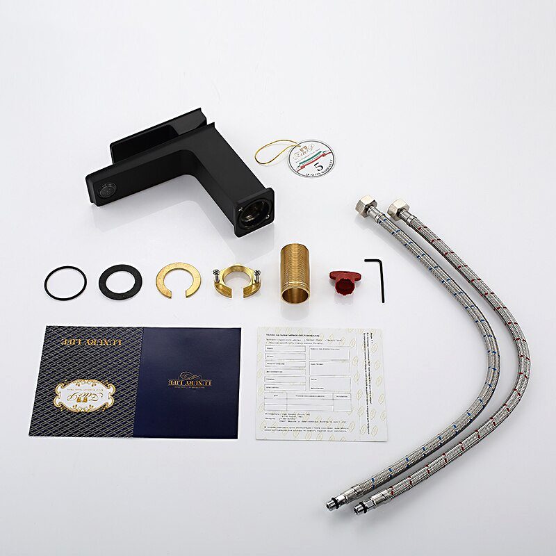 Смеситель для умывальника Faop A1006-6, чёрный/золото — изображение 8