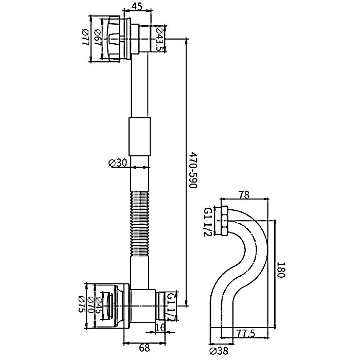 Сифон для ванны автомат Frap F67 — изображение 2