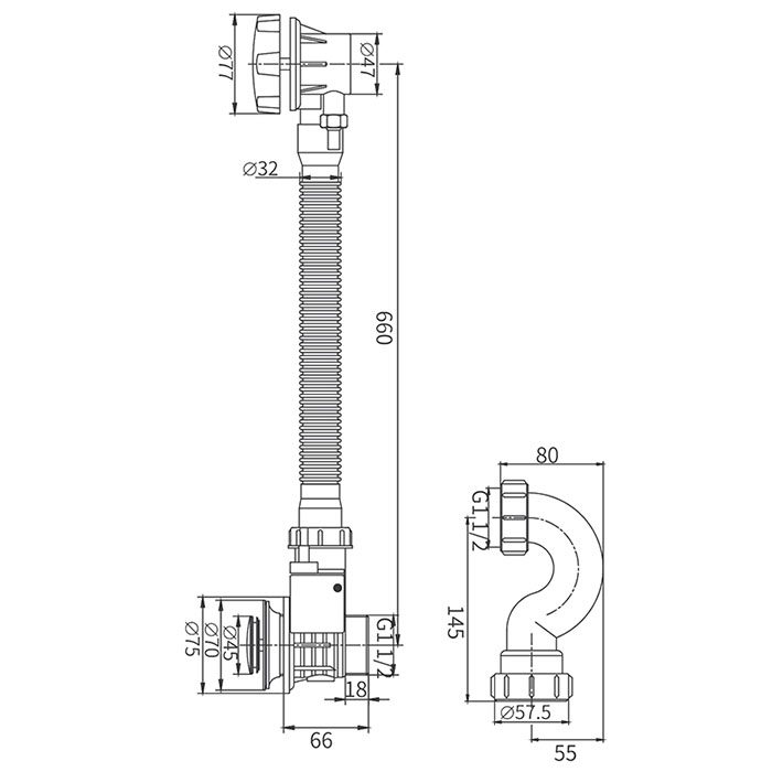 Сифон для ванны полуавтомат Frap F68 — изображение 2