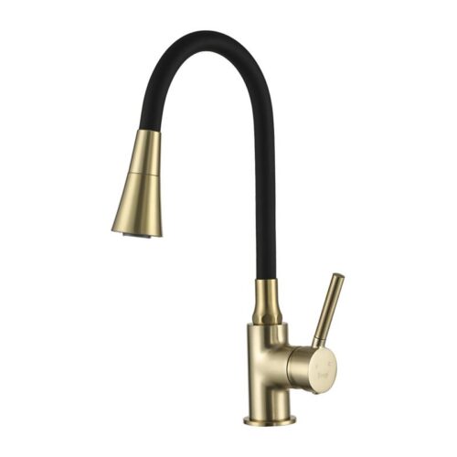 Смеситель для кухни с гибким изливом Frap F4044-3, золотой сатин