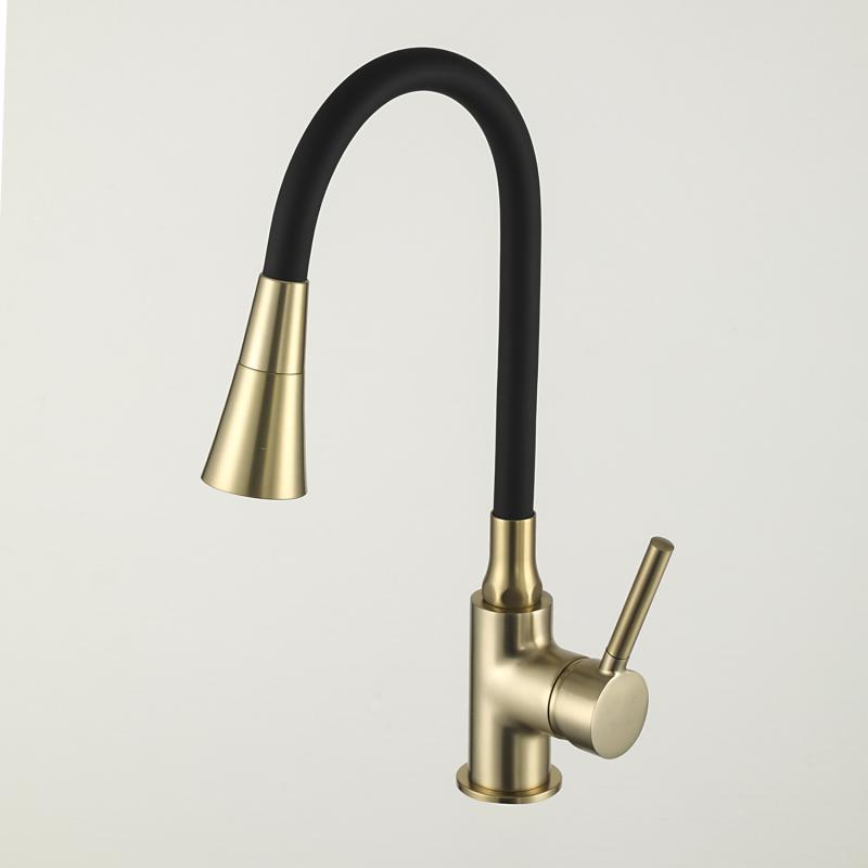 Смеситель для кухни с гибким изливом Frap F4044-3, золотой сатин — изображение 6
