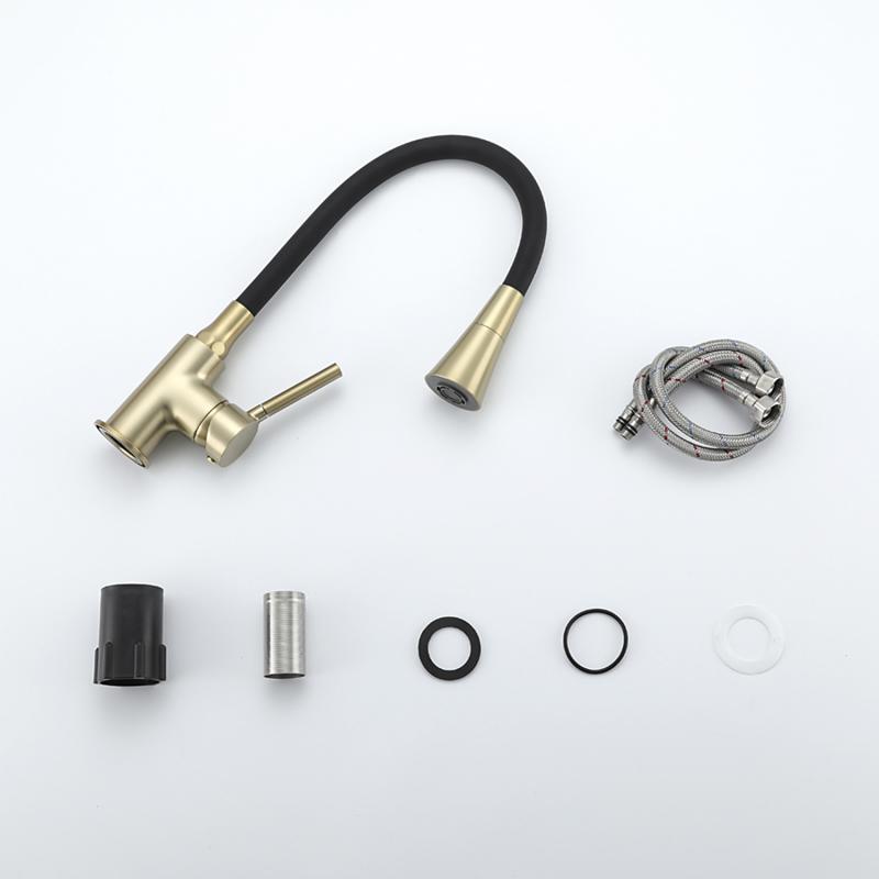 Смеситель для кухни с гибким изливом Frap F4044-3, золотой сатин — изображение 7