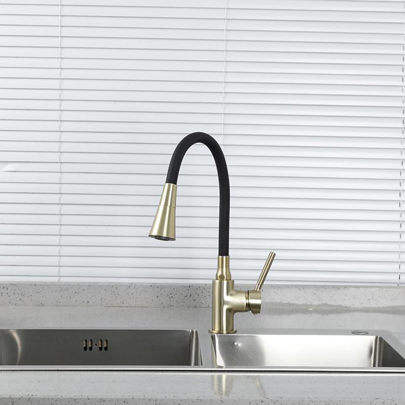 Смеситель для кухни с гибким изливом Frap F4044-3, золотой сатин — изображение 8