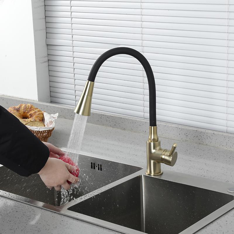 Смеситель для кухни с гибким изливом Frap F4044-3, золотой сатин — изображение 10