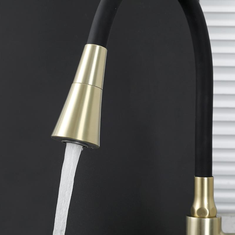 Смеситель для кухни с гибким изливом Frap F4044-3, золотой сатин — изображение 11