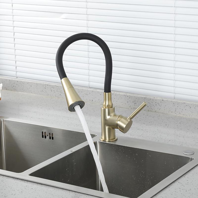 Смеситель для кухни с гибким изливом Frap F4044-3, золотой сатин — изображение 12