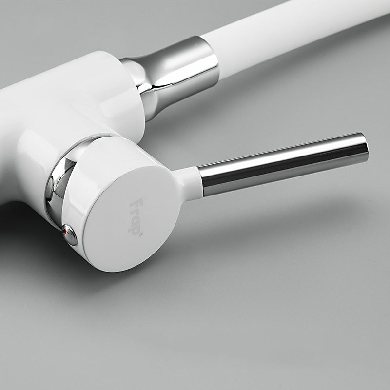 Смеситель для кухни с гибким изливом Frap F4044-8, белый/хром — изображение 4