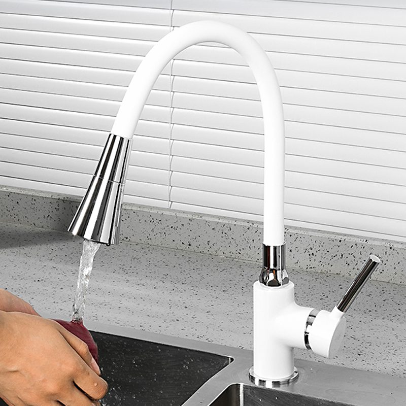 Смеситель для кухни с гибким изливом Frap F4044-8, белый/хром — изображение 9