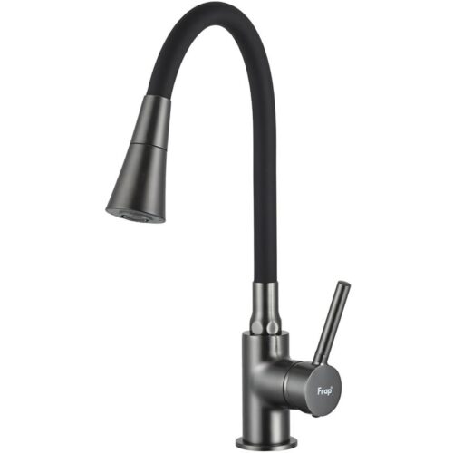 Смеситель для кухни с гибким изливом Frap F4044-9, оружейная сталь