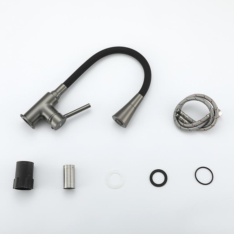 Смеситель для кухни с гибким изливом Frap F4044-9, оружейная сталь — изображение 9