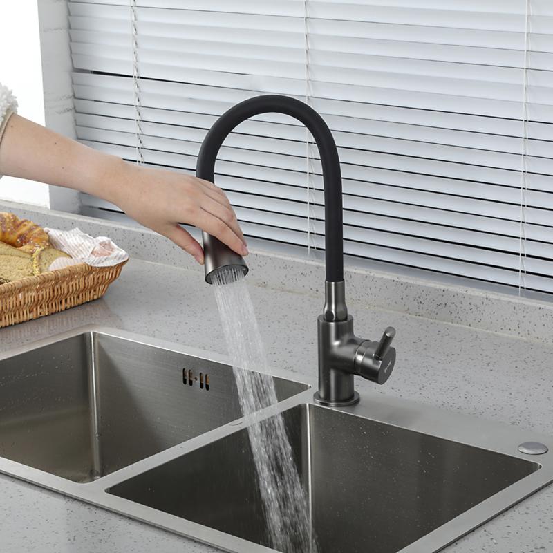 Смеситель для кухни с гибким изливом Frap F4044-9, оружейная сталь — изображение 15