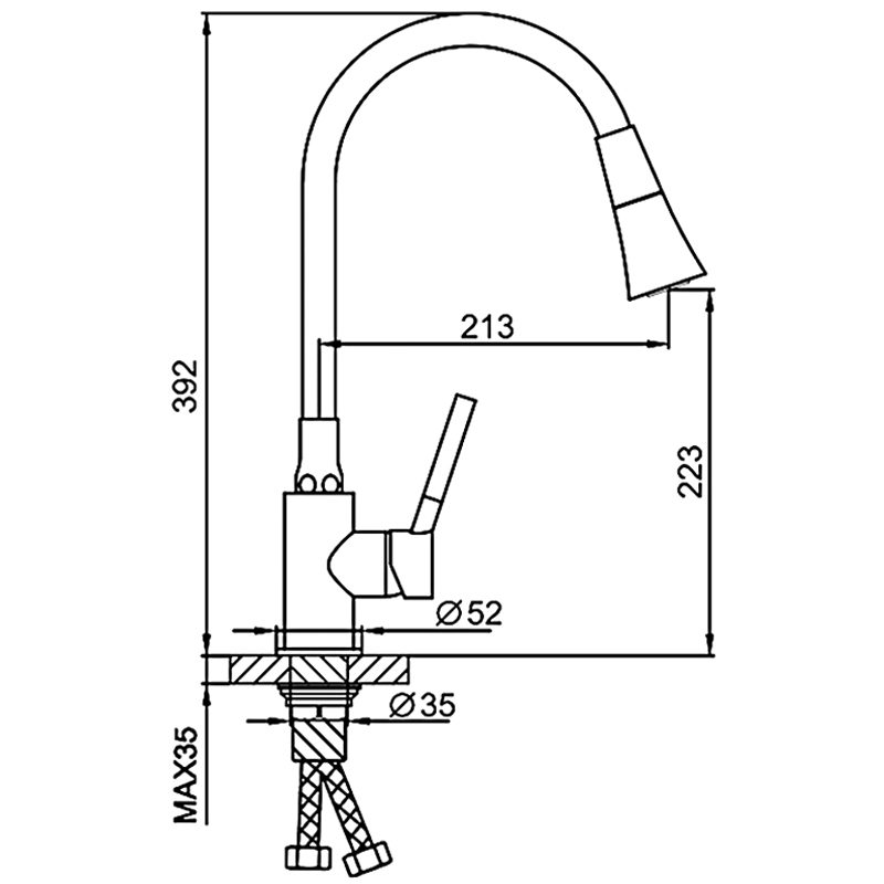 Смеситель для кухни с гибким изливом Frap F4044-8, белый/хром — изображение 2