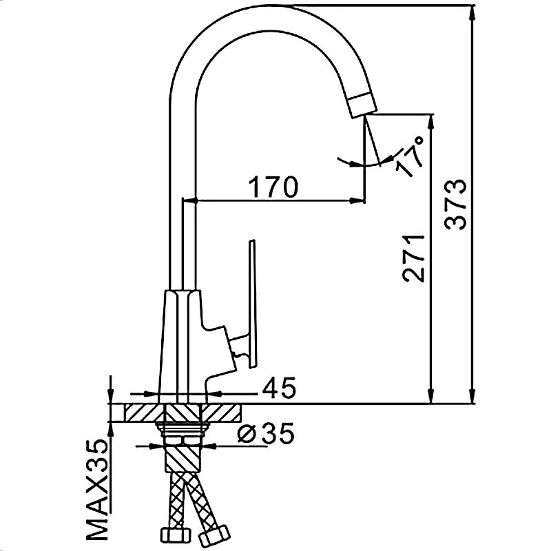 Смеситель для кухни Frap F4057, чёрный/хром — изображение 2