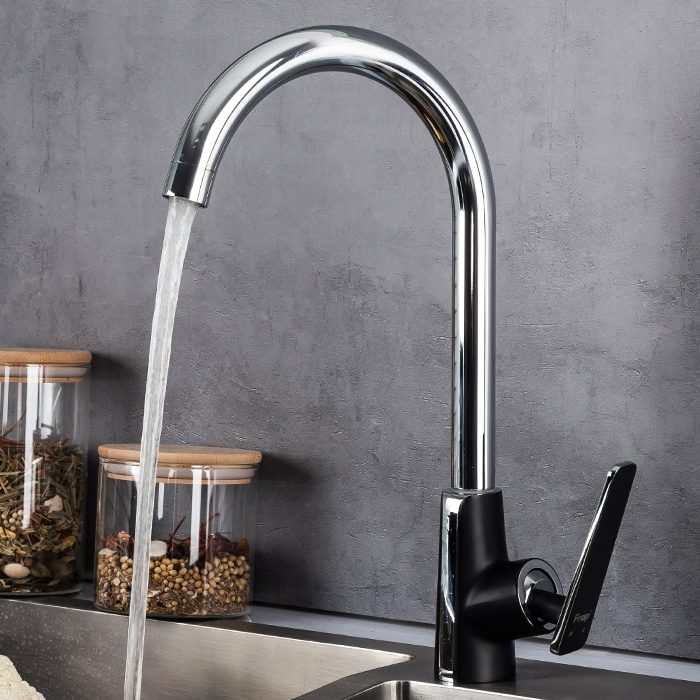 Смеситель для кухни Frap F4057, чёрный/хром — изображение 6