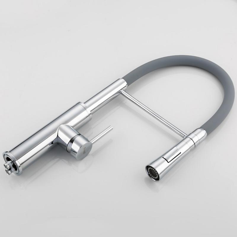 Смеситель для кухни с гибким изливом Frap F4452-6, хром/серый — изображение 3