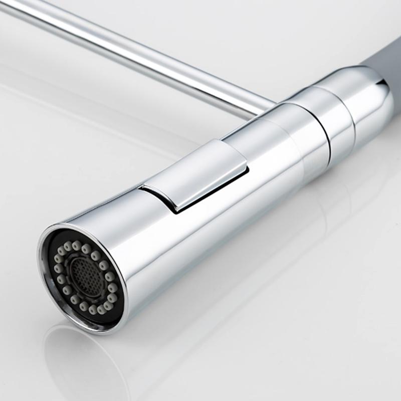 Смеситель для кухни с гибким изливом Frap F4452-6, хром/серый — изображение 6