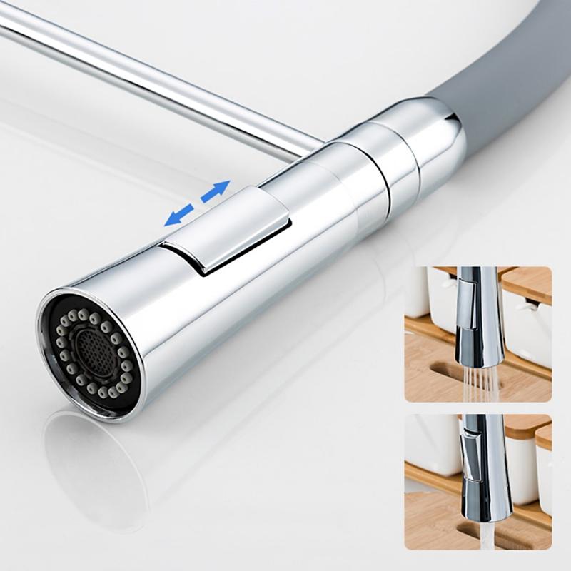 Смеситель для кухни с гибким изливом Frap F4452-6, хром/серый — изображение 7