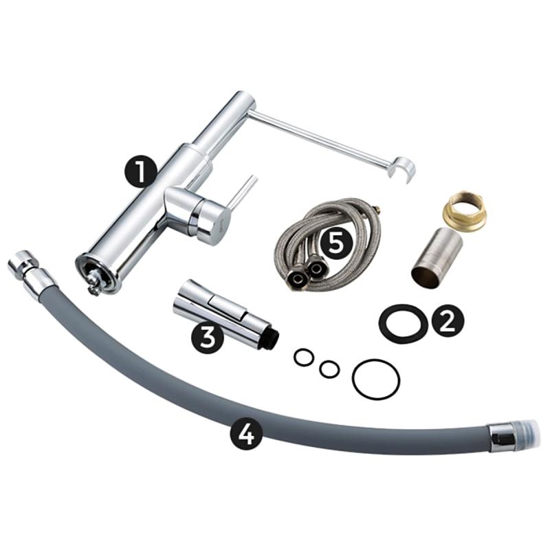 Смеситель для кухни с гибким изливом Frap F4452-6, хром/серый — изображение 10