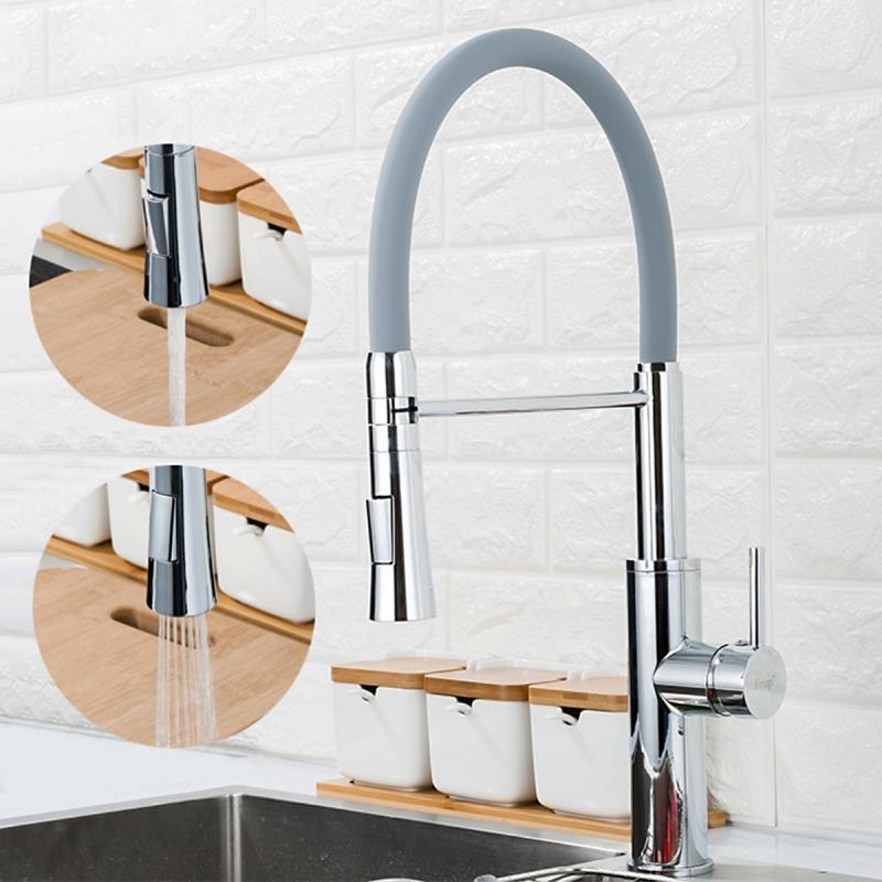 Смеситель для кухни с гибким изливом Frap F4452-6, хром/серый — изображение 11