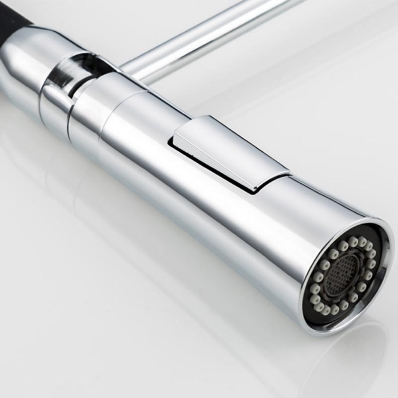 Смеситель для кухни с гибким изливом Frap F4452-8, белый, хром/чёрный — изображение 6