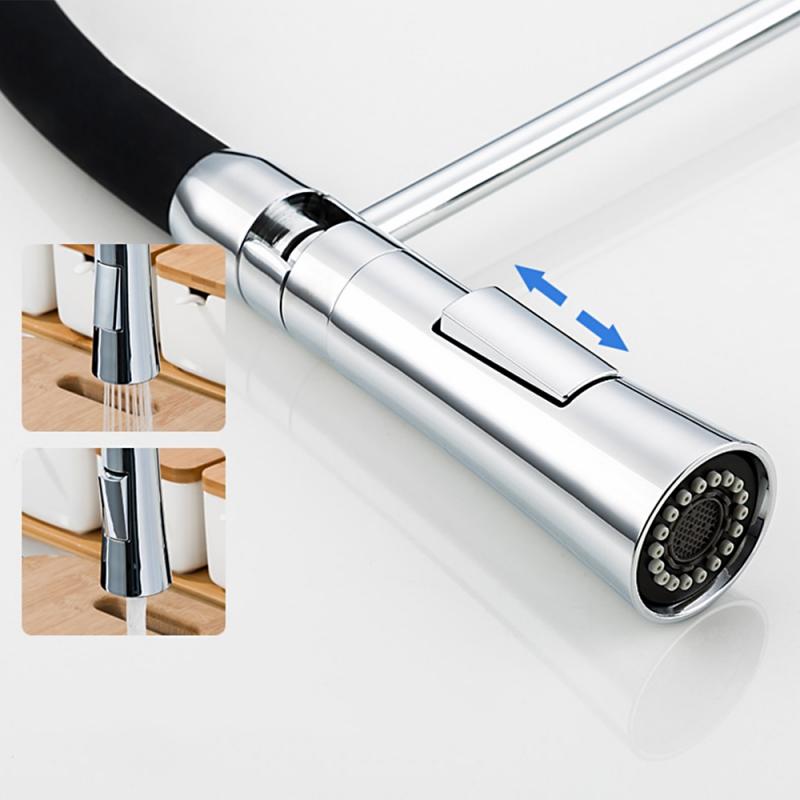 Смеситель для кухни с гибким изливом Frap F4452-8, белый, хром/чёрный — изображение 7