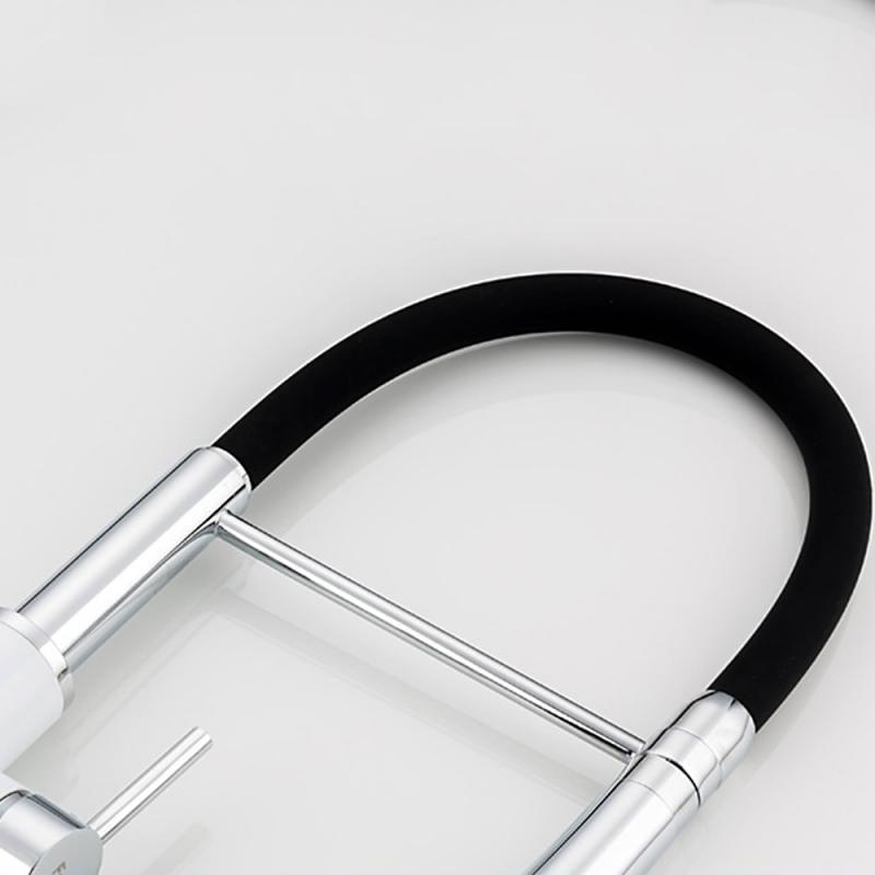 Смеситель для кухни с гибким изливом Frap F4452-8, белый, хром/чёрный — изображение 8