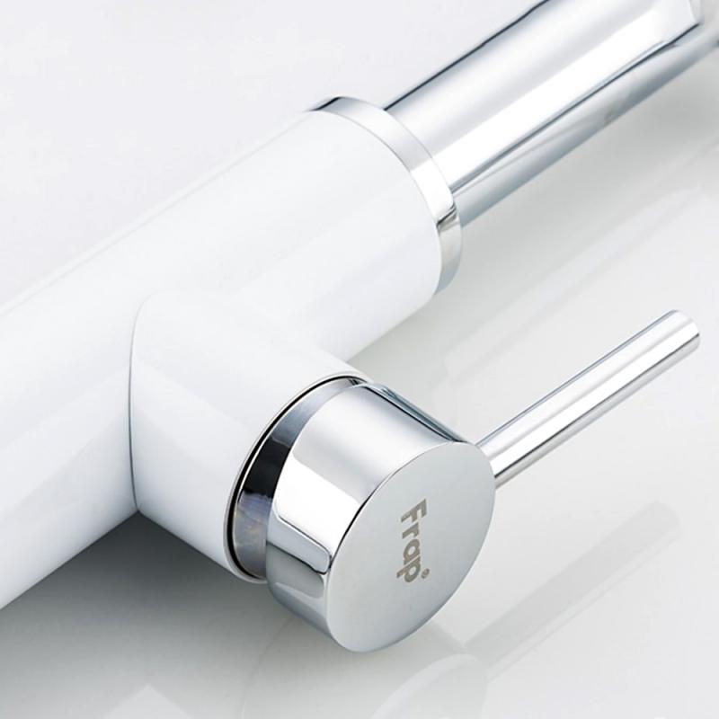 Смеситель для кухни с гибким изливом Frap F4452-8, белый, хром/чёрный — изображение 9