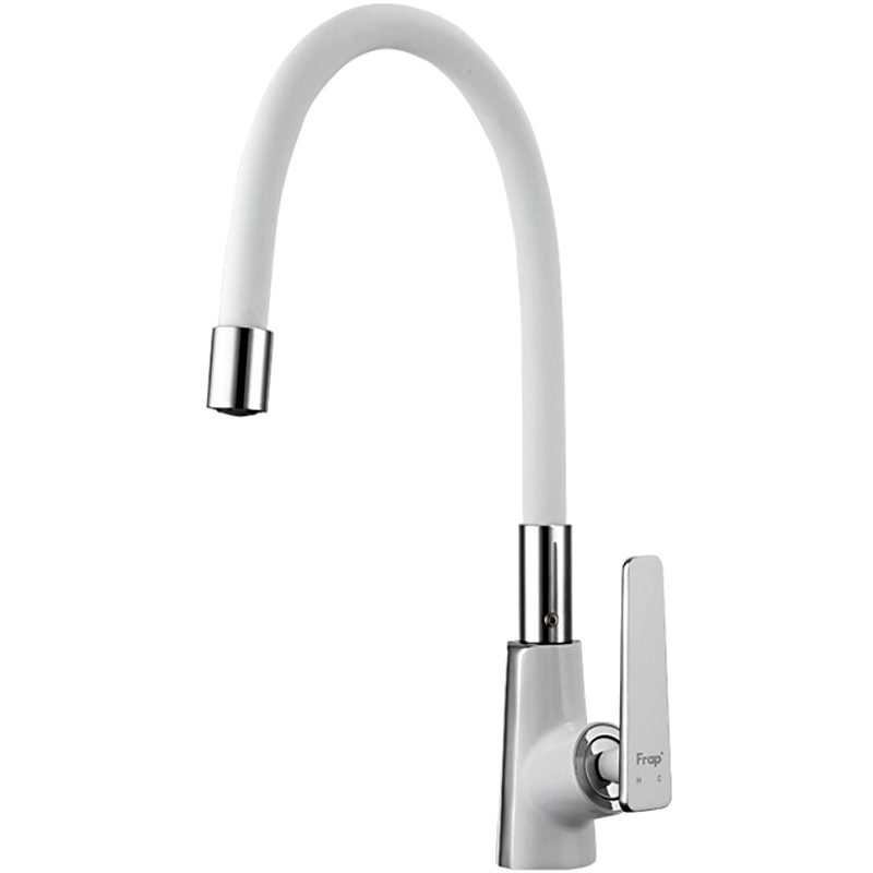 Смеситель для кухни с гибким изливом Frap F4458, белый/хром